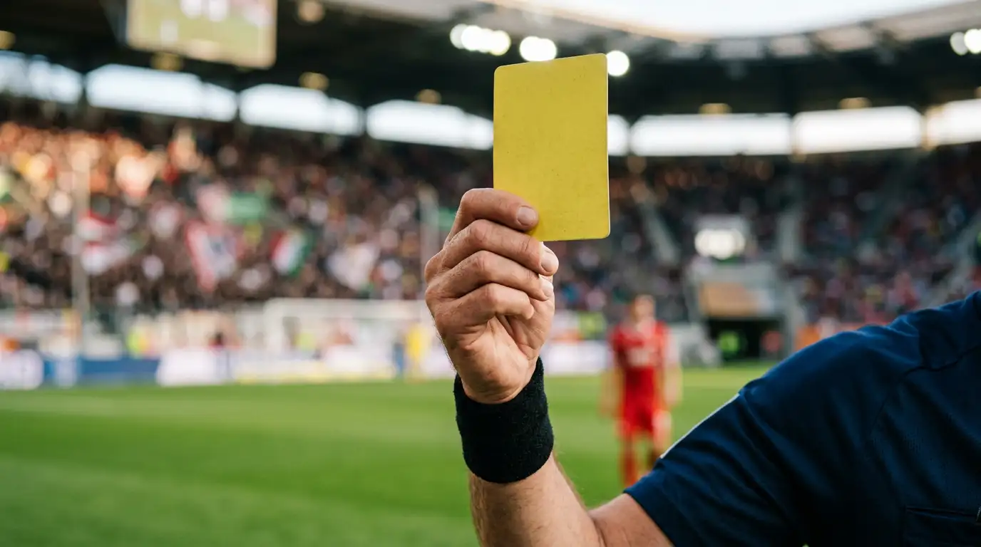 Árbitro del Brasileirão mostrando tarjeta amarilla con cuotas superpuestas