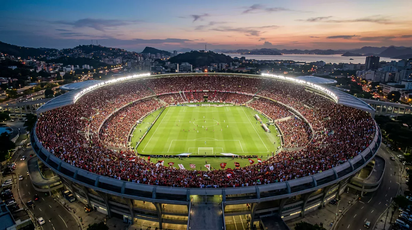 Vista aérea del estadio Maracaná lleno durante un partido de la Serie A del Brasileirão